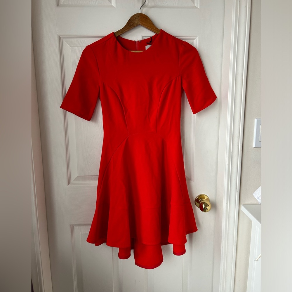 Red orange Sz 2 fit and flair dress